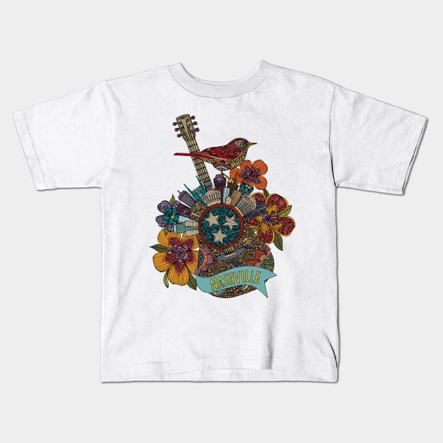 Nashville Guitar Kids T-Shirt by Valentina Harper